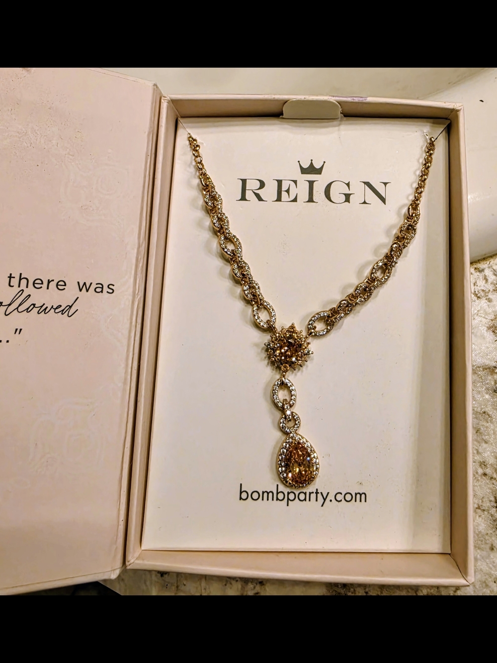 Reign Rose Gold Teardrop Crystal Pendant Necklace